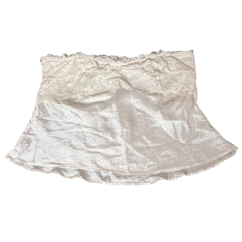 Free People Intimately Tube Top Small Cream Lace Peplum Polka Dot Silky Summer